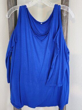 Like New Royal Blue Open Shoulder 3/4 length sleeve Top - Large